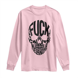 Fuck Melanoma Skull Typography Long Sleeve Shirt Skin Cancer Warrior TS12 Light Pink Print Your Wear