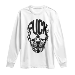 Fuck Melanoma Skull Typography Long Sleeve Shirt Skin Cancer Warrior TS12 White Print Your Wear