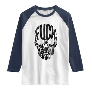 Fuck Melanoma Skull Typography Raglan Shirt Skin Cancer Warrior TS12 White Navy Print Your Wear