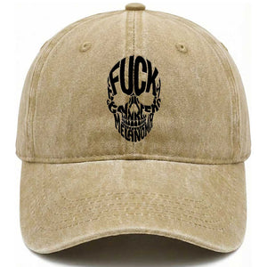 Fuck Melanoma Skull Typography Washed Cotton Baseball Cap Skin Cancer Warrior TS12 Print Your Wear