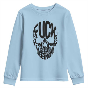 Fuck Melanoma Skull Typography Youth Sweatshirt Skin Cancer Warrior TS12 Light Blue Print Your Wear
