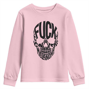 Fuck Melanoma Skull Typography Youth Sweatshirt Skin Cancer Warrior TS12 Light Pink Print Your Wear
