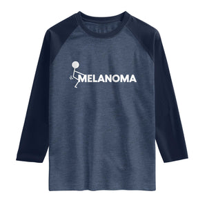 Fuck Melanoma Awareness Raglan Shirt Funny Stick Figure Warrior TS12 Heather Denim Navy Print Your Wear