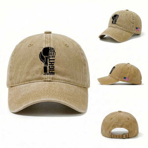 Skin Cancer Warrior Boxing Gift Washed Cotton Baseball Cap His Fight My Fight TS12 Washed Cap Universal Fit Khaki Print Your Wear