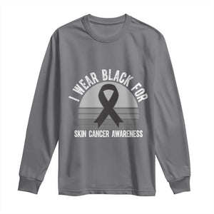 I Wear Black For Skin Cancer Awareness Long Sleeve Shirt Retro Vintage Sunset TS12 Charcoal Print Your Wear