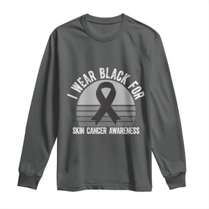 I Wear Black For Skin Cancer Awareness Long Sleeve Shirt Retro Vintage Sunset TS12 Dark Heather Print Your Wear