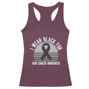 I Wear Black For Skin Cancer Awareness Racerback Tank Top Retro Vintage Sunset TS12 Maroon Print Your Wear