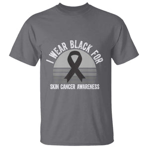 I Wear Black For Skin Cancer Awareness T Shirt Retro Vintage Sunset TS12 Charcoal Print Your Wear