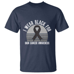 I Wear Black For Skin Cancer Awareness T Shirt Retro Vintage Sunset TS12 Navy Print Your Wear