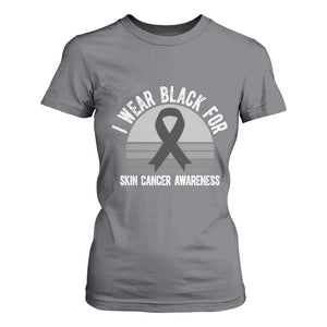 I Wear Black For Skin Cancer Awareness T Shirt For Women Retro Vintage Sunset TS12 Charcoal Print Your Wear