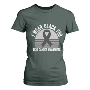 I Wear Black For Skin Cancer Awareness T Shirt For Women Retro Vintage Sunset TS12 Dark Forest Green Print Your Wear