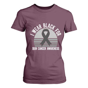 I Wear Black For Skin Cancer Awareness T Shirt For Women Retro Vintage Sunset TS12 Maroon Print Your Wear