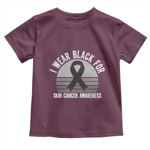 I Wear Black For Skin Cancer Awareness Toddler T Shirt Retro Vintage Sunset TS12 Maroon Print Your Wear