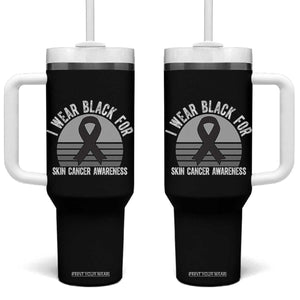 I Wear Black For Skin Cancer Awareness Tumbler With Handle Retro Vintage Sunset TS12 One Size: 40 oz Black Print Your Wear