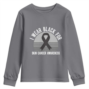 I Wear Black For Skin Cancer Awareness Youth Sweatshirt Retro Vintage Sunset TS12 Charcoal Print Your Wear
