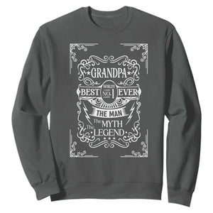 Vintage Fathers Day Gift For Grandpa Sweatshirt The Man The Myth The Legend TS12 Dark Heather Print Your Wear