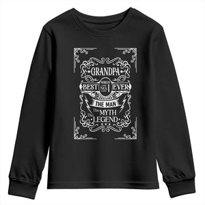 Vintage Fathers Day Gift For Grandpa Youth Sweatshirt The Man The Myth The Legend TS12 Black Print Your Wear