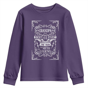 Vintage Fathers Day Gift For Grandpa Youth Sweatshirt The Man The Myth The Legend TS12 Purple Print Your Wear