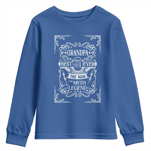 Vintage Fathers Day Gift For Grandpa Youth Sweatshirt The Man The Myth The Legend TS12 Royal Blue Print Your Wear