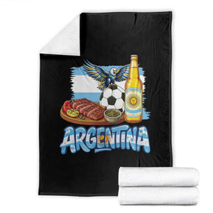 Argentine Pride Soccer And Beer Throw Blanket Football Fan Graphic