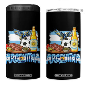 Argentine Pride Soccer And Beer 4 in 1 Can Cooler Tumbler Football Fan Graphic