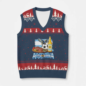 Argentine Pride Soccer And Beer V-Neck Knit Sweater Vest Football Fan Graphic