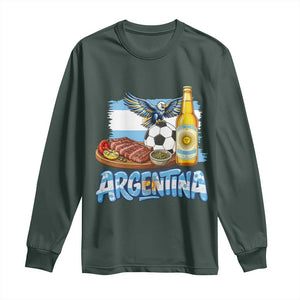 Argentine Pride Soccer And Beer Long Sleeve Shirt Football Fan Graphic
