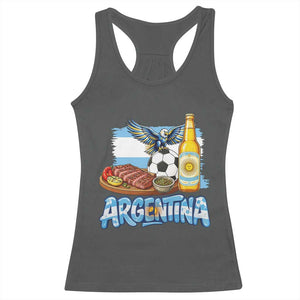 Argentine Pride Soccer And Beer Racerback Tank Top Football Fan Graphic