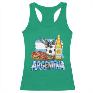 Argentine Pride Soccer And Beer Racerback Tank Top Football Fan Graphic