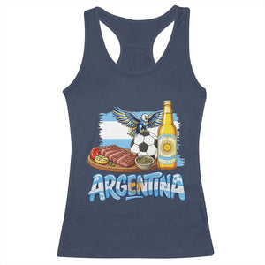 Argentine Pride Soccer And Beer Racerback Tank Top Football Fan Graphic