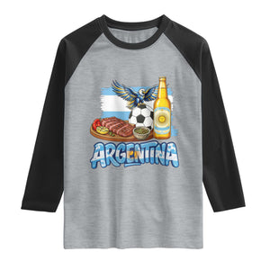 Argentine Pride Soccer And Beer Raglan Shirt Football Fan Graphic