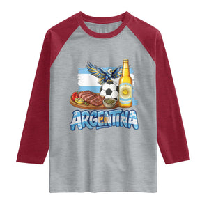 Argentine Pride Soccer And Beer Raglan Shirt Football Fan Graphic