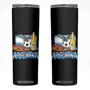 Argentine Pride Soccer And Beer Skinny Tumbler Football Fan Graphic