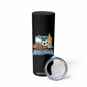 Argentine Pride Soccer And Beer Skinny Tumbler Football Fan Graphic