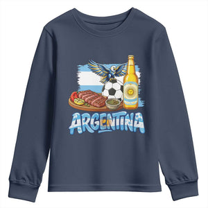 Argentine Pride Soccer And Beer Youth Sweatshirt Football Fan Graphic