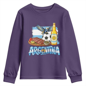 Argentine Pride Soccer And Beer Youth Sweatshirt Football Fan Graphic