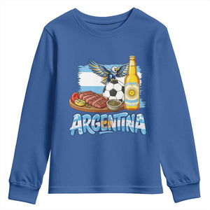 Argentine Pride Soccer And Beer Youth Sweatshirt Football Fan Graphic