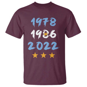 Argentina 3 Stars Champions T Shirt 1978 1986 2022 Football Pride