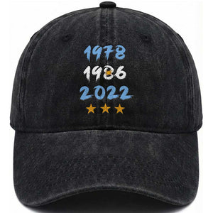 Argentina 3 Stars Champions Washed Cotton Baseball Cap 1978 1986 2022 Football Pride