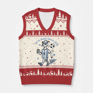 Funny Goat Football Lover V-Neck Knit Sweater Vest Off To Watch Argentina Soccer 2026