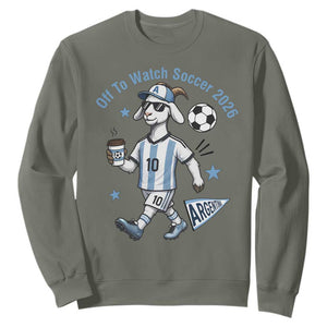 Funny Goat Football Lover Sweatshirt Off To Watch Argentina Soccer 2026