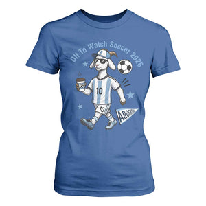Funny Goat Football Lover T Shirt For Women Off To Watch Argentina Soccer 2026