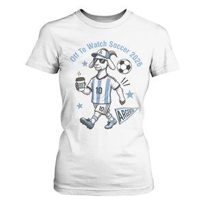 Funny Goat Football Lover T Shirt For Women Off To Watch Argentina Soccer 2026