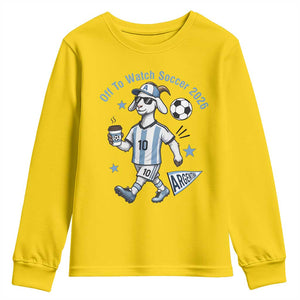 Funny Goat Football Lover Youth Sweatshirt Off To Watch Argentina Soccer 2026