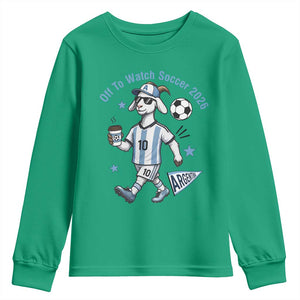 Funny Goat Football Lover Youth Sweatshirt Off To Watch Argentina Soccer 2026