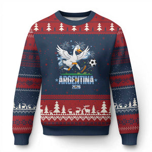 Funny Argentina Soccer Goose Ugly Christmas Sweater Football Fan Graphic