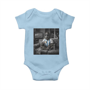 Funny Bigfoot Watching Soccer Baby Onesie Argentina Futbol Fan