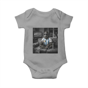 Funny Bigfoot Watching Soccer Baby Onesie Argentina Futbol Fan