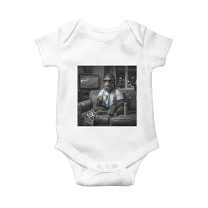 Funny Bigfoot Watching Soccer Baby Onesie Argentina Futbol Fan