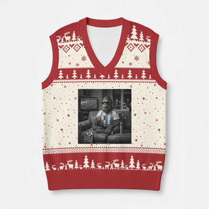 Funny Bigfoot Watching Soccer V-Neck Knit Sweater Vest Argentina Futbol Fan